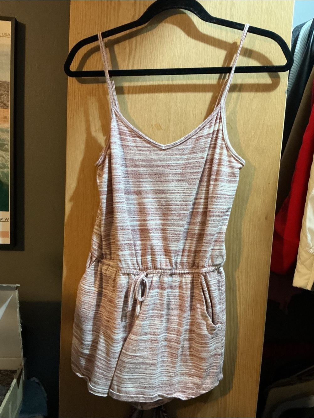 Mossimo Supply Co. Heathered Pink Strappy Romper - Picture 6 of 6